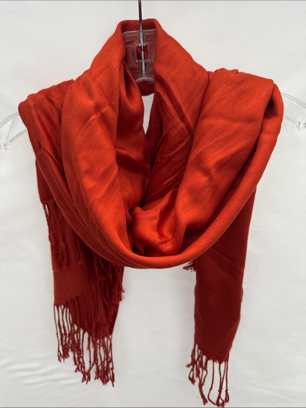 Women's Burnt Orange Fringe Scarf - Classic Fashion Wrap